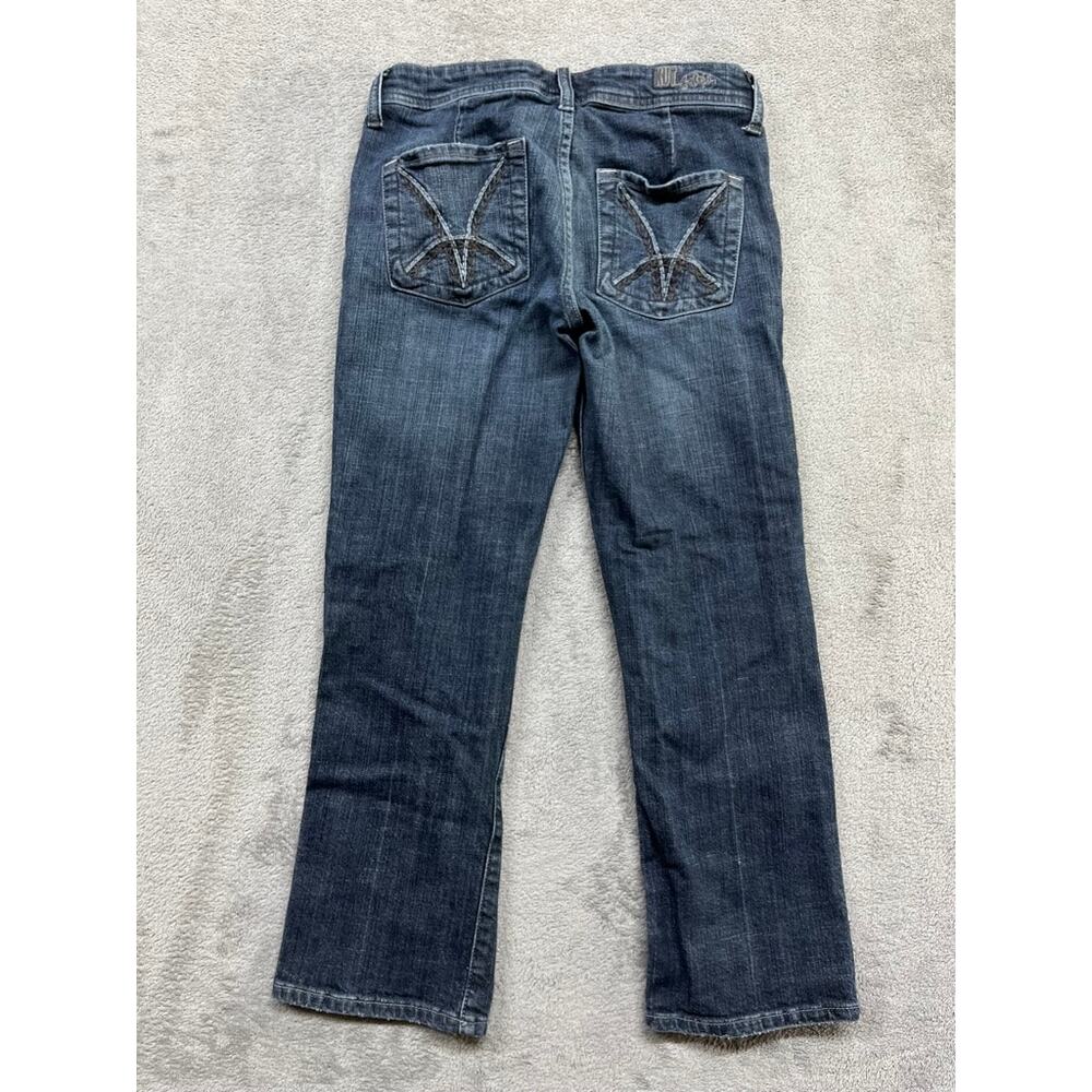 Kut From The Kloth Jeans Straight Loose Fitting Blue Denim‎ Embroidered Size 2